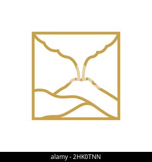mountain vulcano hipster logo design, vector graphic symbol icon illustration creative idea Stock Vector