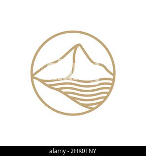 line hipster mountain desert logo design, vector graphic symbol icon illustration creative idea Stock Vector