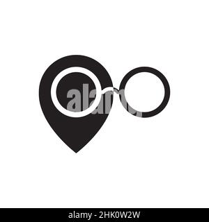 sunglasses with pin map location logo design, vector graphic symbol icon illustration creative idea Stock Vector