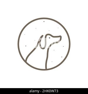 continuous line dog with circle shape logo design, vector graphic symbol icon illustration creative idea Stock Vector