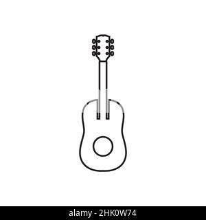 line minimalist acoustic guitar logo design, vector graphic symbol icon illustration creative idea Stock Vector