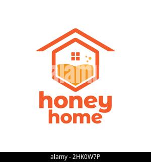 hexagon shape home with honey abstract logo design, vector graphic symbol icon illustration creative idea Stock Vector