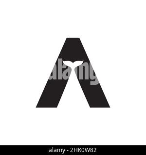 letter A with fish tail logo design, vector graphic symbol icon illustration creative idea Stock Vector
