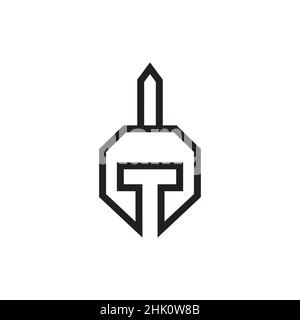 line helmet warrior spartan logo design, vector graphic symbol icon illustration creative idea Stock Vector