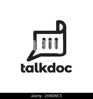 paper document with chat talk logo design, vector graphic symbol icon illustration creative idea Stock Vector
