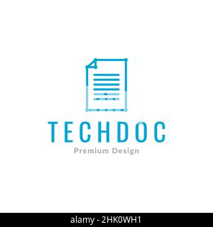 paper document line technology logo design, vector graphic symbol icon illustration creative idea Stock Vector