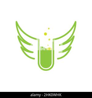 glass laboratory with bird wing logo design, vector graphic symbol icon illustration creative idea Stock Vector