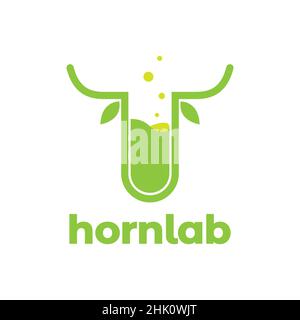 glass laboratory with horn logo design, vector graphic symbol icon illustration creative idea Stock Vector