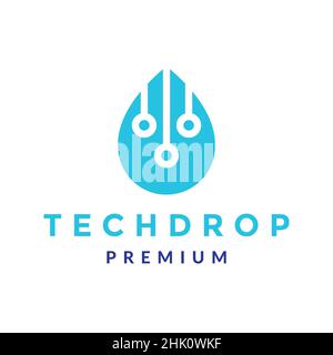 drop water technology logo design, vector graphic symbol icon illustration creative idea Stock Vector