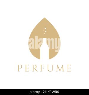 drop water with bottle perfume logo design, vector graphic symbol icon illustration creative idea Stock Vector