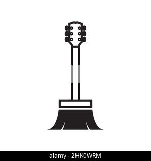 broom guitar logo design, vector graphic symbol icon illustration creative idea Stock Vector
