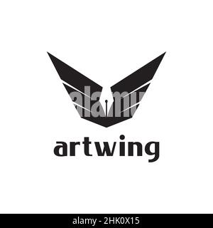 luxury pen with wings logo design, vector graphic symbol icon illustration creative idea Stock Vector