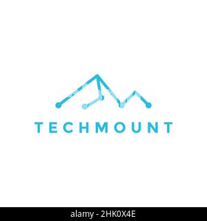 line dot tech mountain logo design, vector graphic symbol icon illustration creative idea Stock Vector