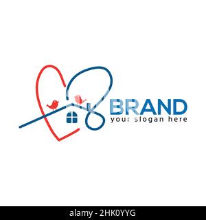 Love House Logo Vector. Flat design Stock Vector