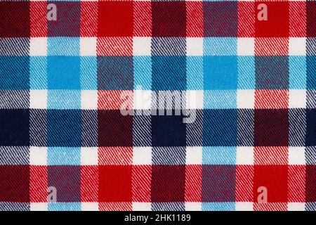 plaid pattern. Scottish plaid texture. Blue, red white plaid texture. Stock Photo