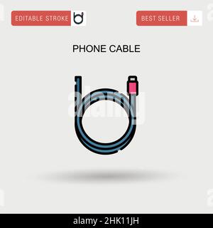 Phone cable Simple vector icon. Stock Vector