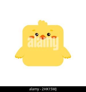 Square duckling bird farm animal face icon isolated on white background. Stock Vector