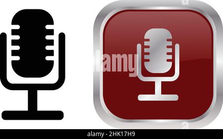 microphone simple icon and web button. Studio symbol. Voice microphone - vector Stock Vector