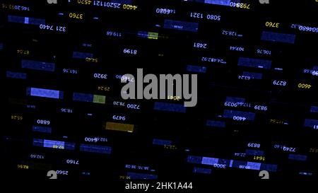 Abstract background with data network and analysis in process, seamless loop. Animation. Encrypted information of rectangles and numbers Stock Photo