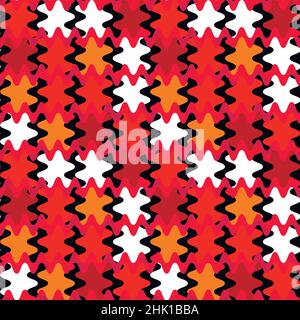 A seamless pattern on a square background is a patchwork mat made of different colored spots. Design element of books, notebooks, postcards, interior items. Wallpapers, textiles, packaging, background for a website, mobile application or blog. abstraction, stylization, geometry, surreal Stock Vector