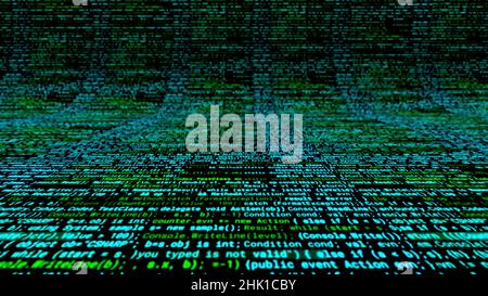 Futuristic computer code programming curving screen with colorful lines ...