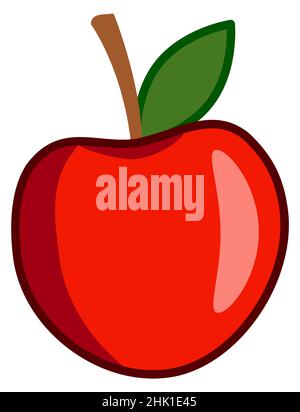 Simple red Apple with green leaf icon Stock Vector