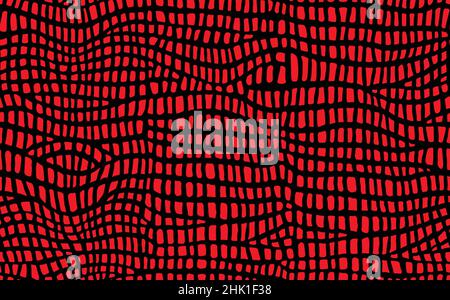Abstract modern crocodile leather seamless pattern. Animals trendy background. Red and black decorative vector illustration for print, fabric, textile Stock Vector