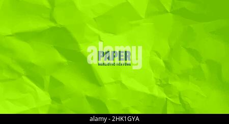 Colorful green crumpled paper texture. Rough grunge old blank. Colored background. Vector illustration Stock Vector