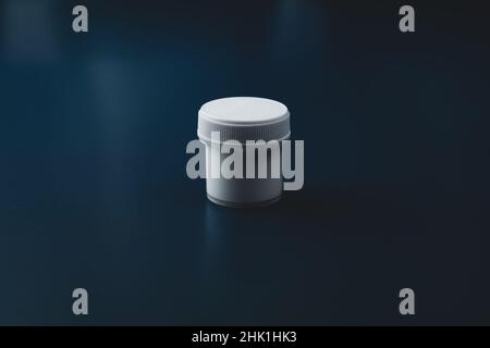White gouache paint in a plastic jar close up Stock Photo
