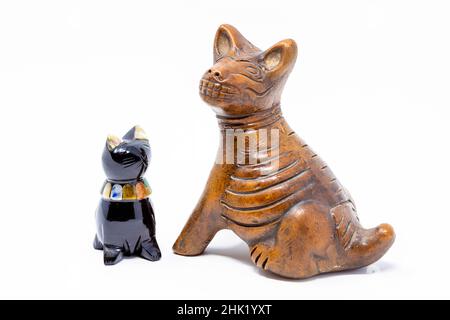 Traditional mexican handcrafted cat and dog statues isolated Stock Photo