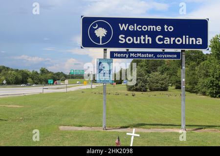 Welcome to South Carolina sign at North Augusta Stock Photo