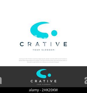 Abstract letter c logo design on light and dark background vector illustration Stock Vector