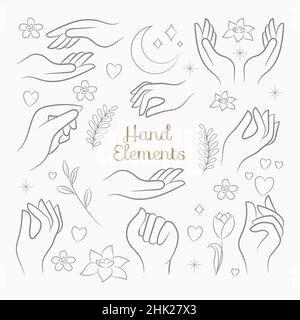 Hand drawn sketching of hand gestures illustration Stock Vector