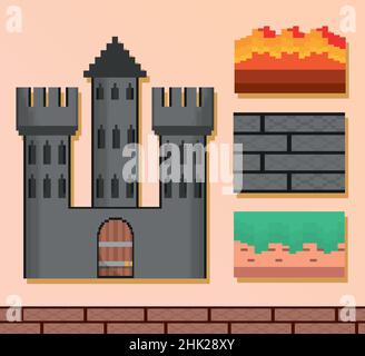 pixel art icons Stock Vector