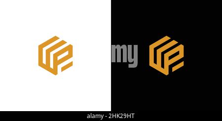 Modern and professional WP initials logo design Stock Vector