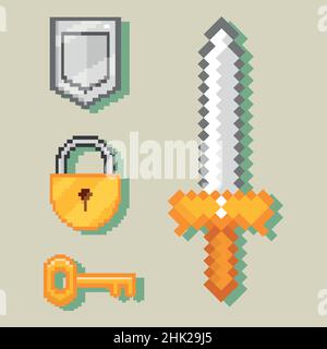 pixel icons set Stock Vector