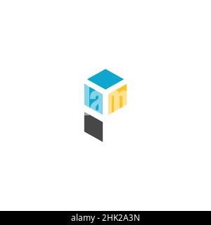 A modern and sophisticated cube logo design with the letter P initials Stock Vector