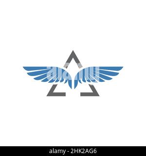 The letter A's initials logo is combined with a modern and strong wing icon Stock Vector