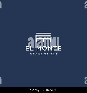 Modern and professional EM letter initial apartment logo Stock Vector