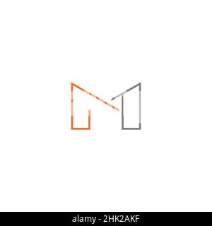 The initial logo of the letter M in combination with the number 1 is modern and minimalist Stock Vector