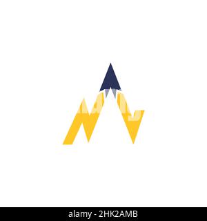 Mountain logo with simple and modern initials of the letter NV 5 Stock Vector