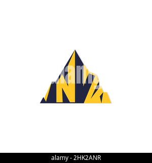 Mountain logo with simple and modern initials of the letter NV 1 Stock Vector