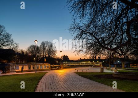 Bancroft gardens at dawn. Stratford Upon Avon, Warwickshire, England Stock Photo