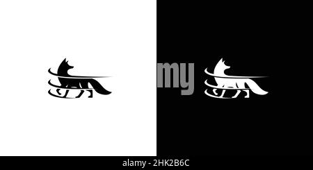 Black Fox logo design modern, attractive suitable for the world of entertainment Stock Vector