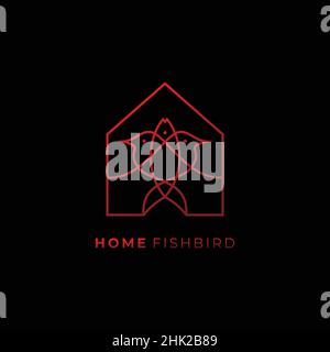 Fish bird house design logo 1 Stock Vector