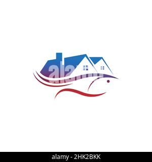 Fish house (fisherman house) logo design Stock Vector