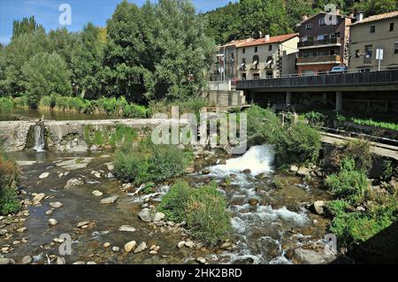 Panoramic view of the river Freser in Campdevànol in the region of Ripolles province of Gerona, Catalonia, Spain Stock Photo