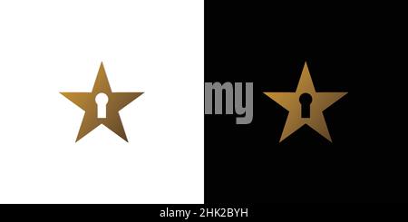 Cool and modern key star logo Stock Vector