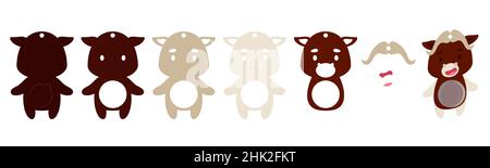 Cute musk ox candy ornament. Layered paper decoration treat holder for dome. Hanger for sweets, candy for birthday, baby shower, halloween, christmas. Stock Vector