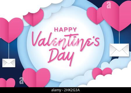 valentine day background with hearts envelopes design vector illustration Stock Vector